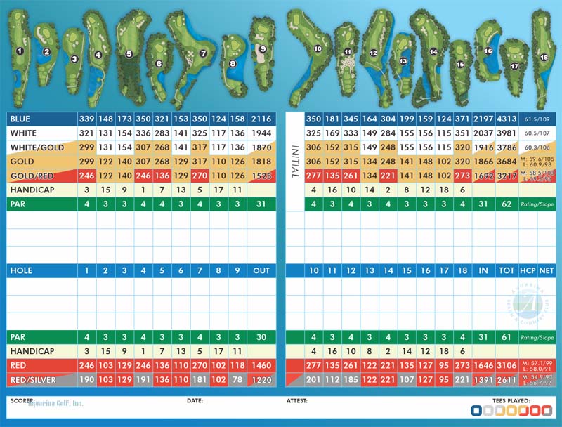 Aquarina Beach Country Club Scorecard FRONTweb